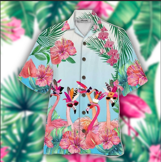 Flamingo Hawaiian Shirt For Men Women