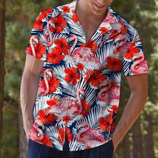 Flamingo Hibiscus Flower Red Amazing Design Hawaiian Shirt For Men Women