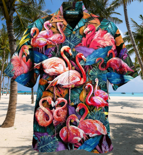 Flamingo In Tropical Hawaiian Shirt For Men Women