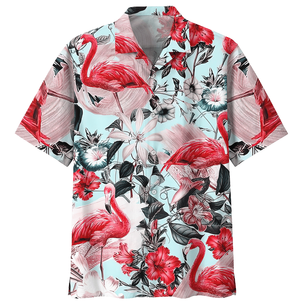 Flamingo Lily Hibiscus Flowers Hawaiian Shirt For Men Women