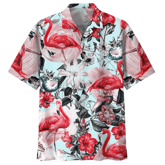 Flamingo Lily Hibiscus Flowers Hawaiian Shirt For Men Women