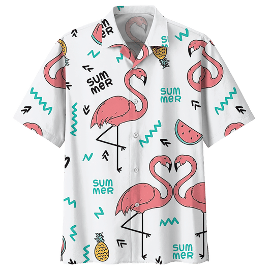 Flamingo Love Summer Pineapple Hawaiian Shirt For Men Women