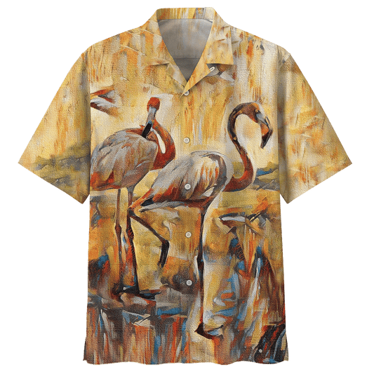 Flamingo Painting Hawaiian Shirt For Men Women