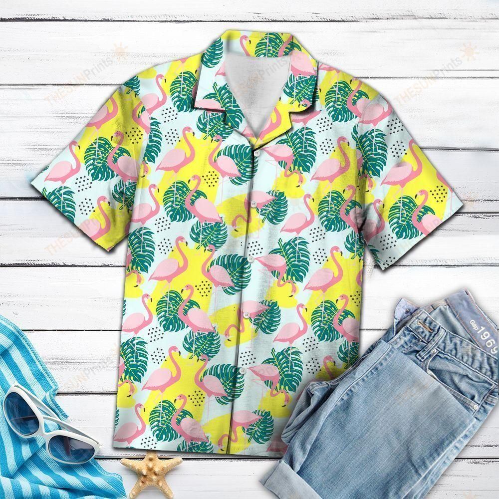 Flamingo Palm Leaves Colorful Nice Design Hawaiian Shirt For Men Women