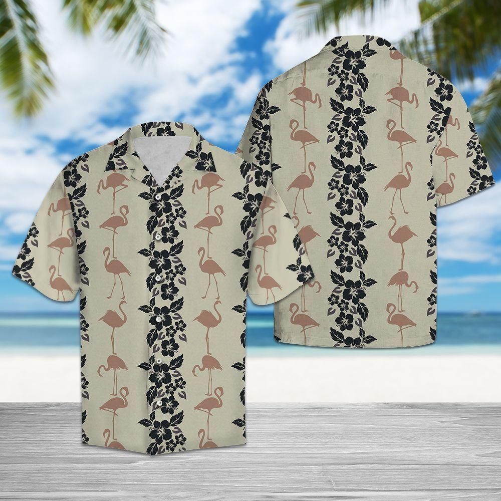 Flamingo Pattern Khaki Amazing Design Hawaiian Shirt For Men Women