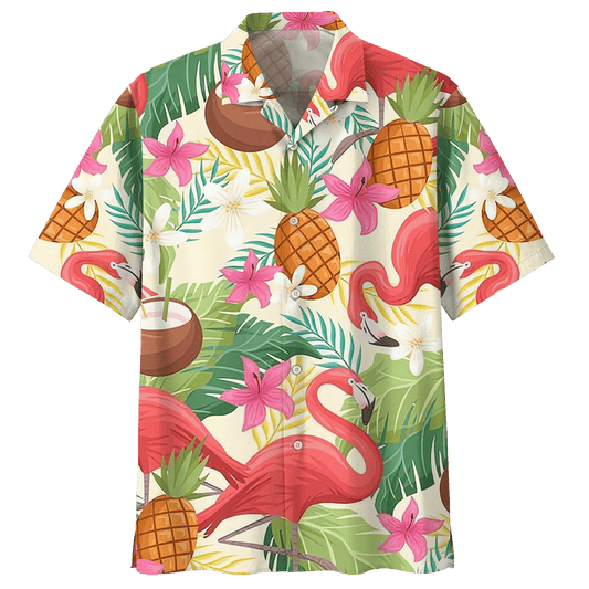 Flamingo Pineapple Coconut Tropical Flower Hawaiian Shirt For Men Women