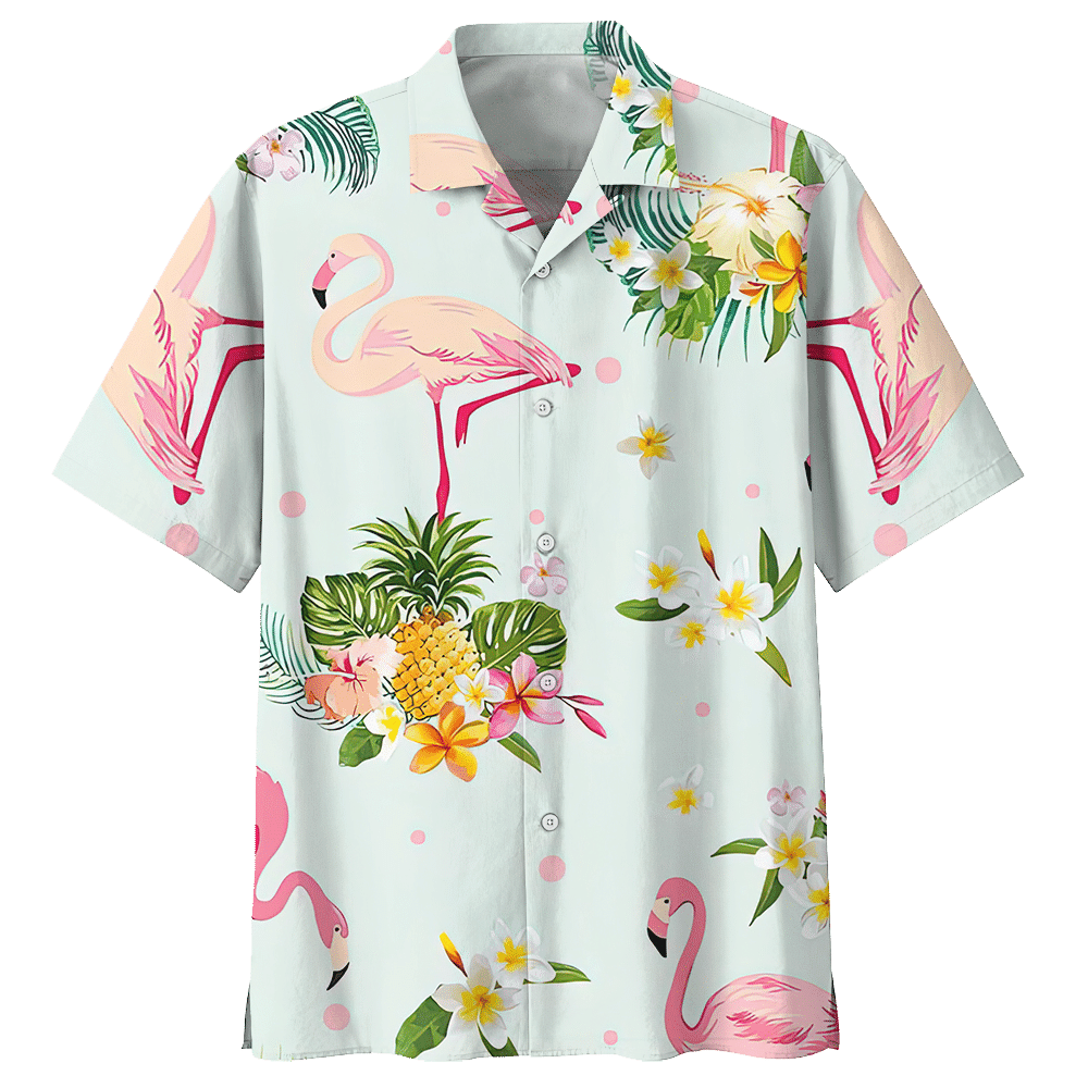 Flamingo Pineapple Tropical Flower Hawaiian Shirt For Men Women