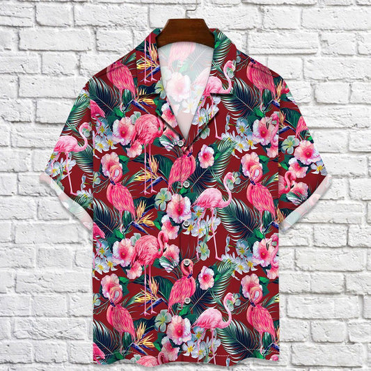 Flamingo Rain Forest Jungle Red – Hawaiian Shirt Women Men