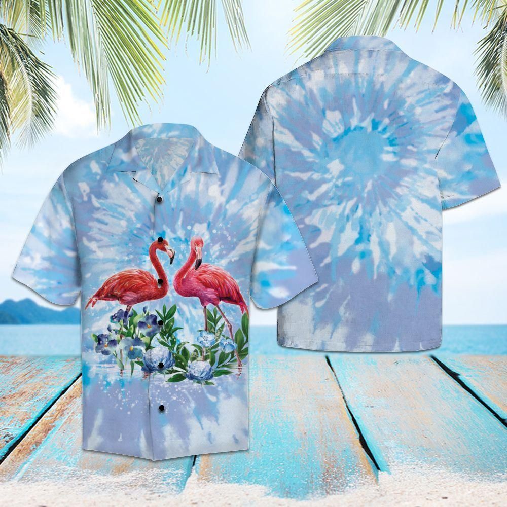 Flamingo Tie Dye Blue Awesome Design Hawaiian Shirt For Men Women