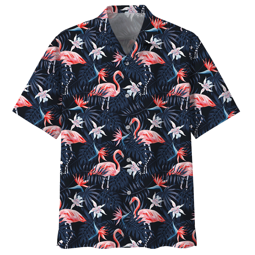 Flamingo Topical Flower Pattern Hawaiian Shirt For Men Women