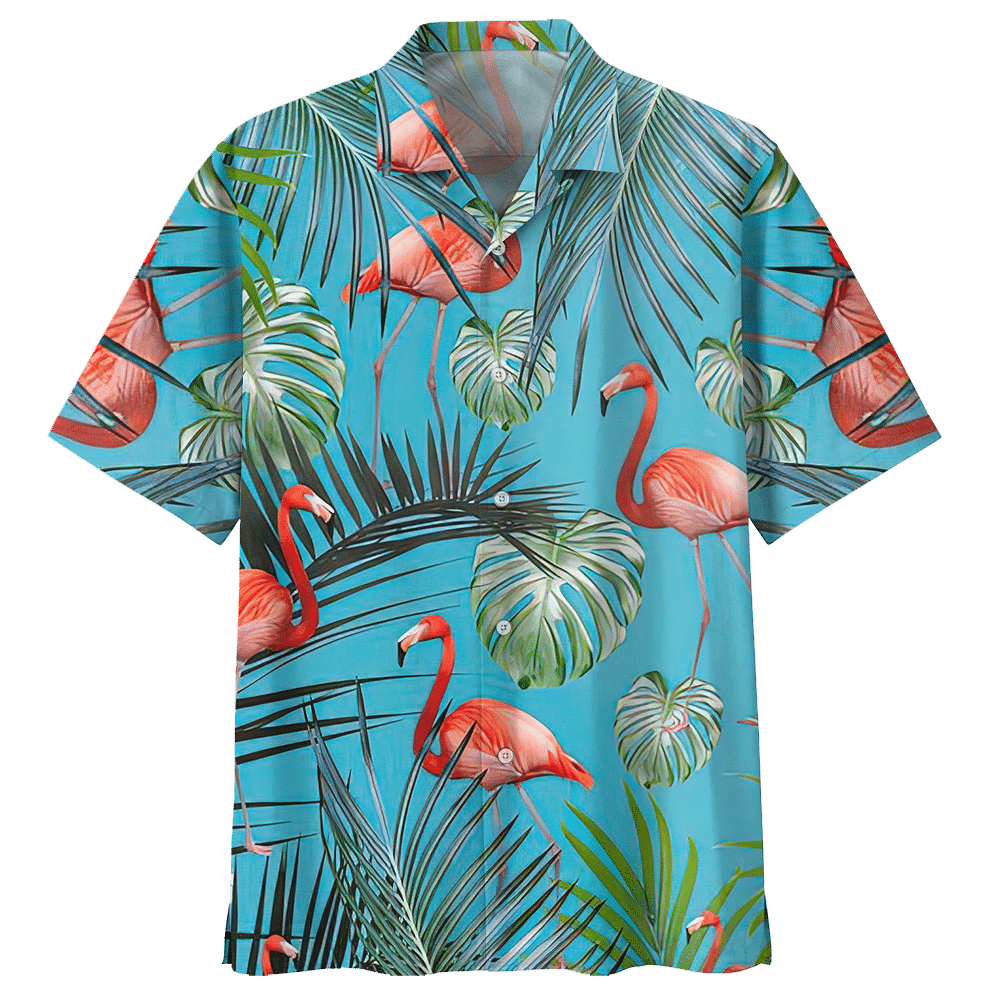 Flamingo Tropical Leaf Hawaiian Shirt For Men Women