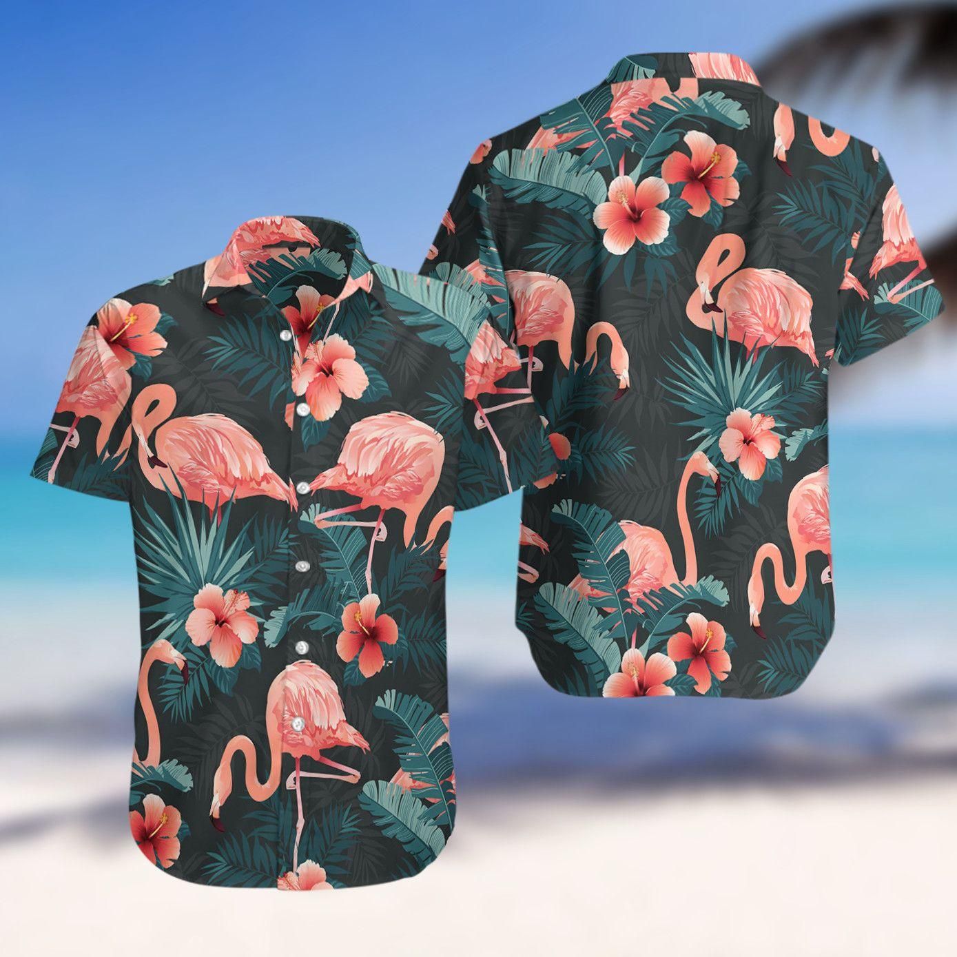 Flamingo Tropical Pink Fashion Design Hawaiian Shirt For Men Women