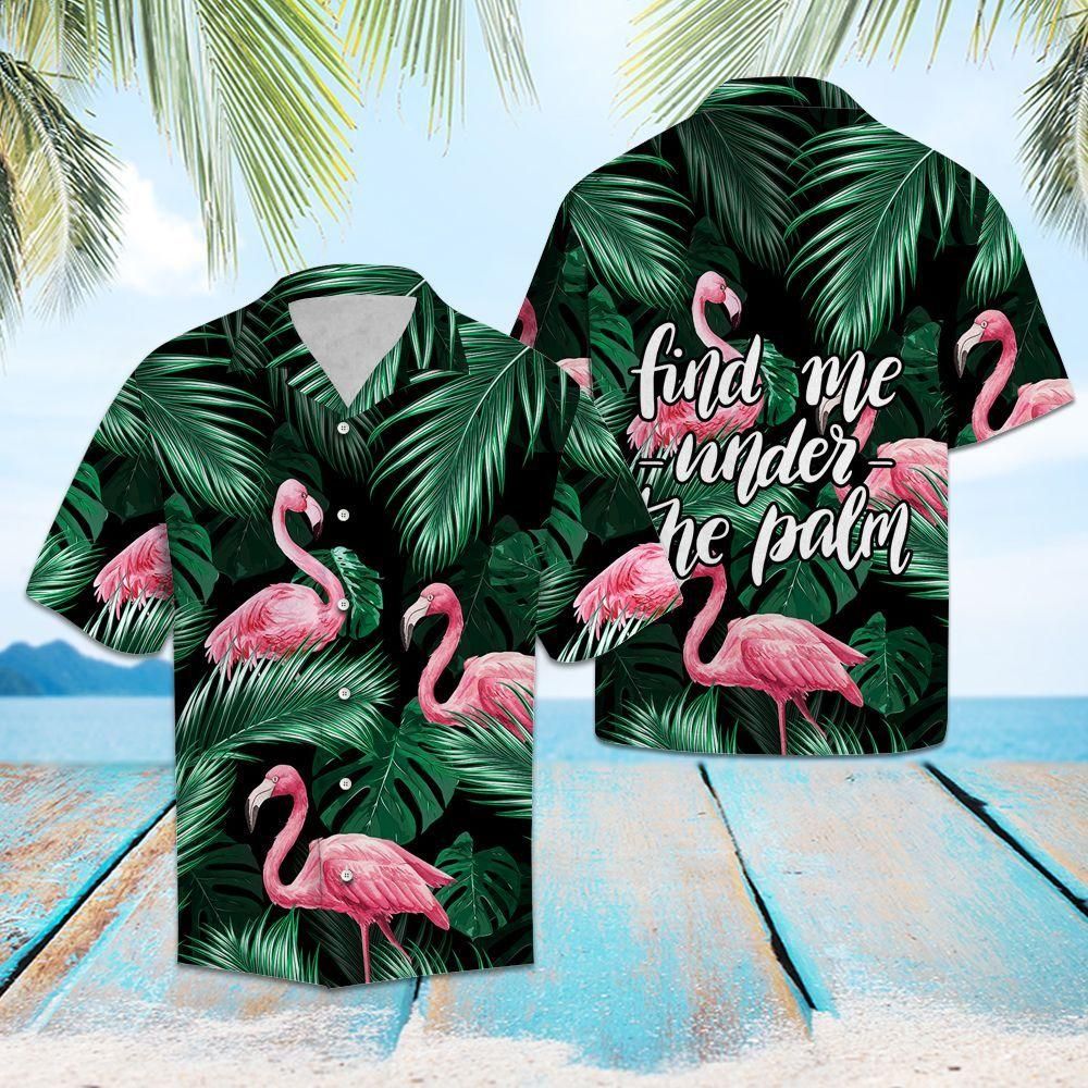 Flamingo Under The Palm Green Amazing Design Hawaiian Shirt For Men Women