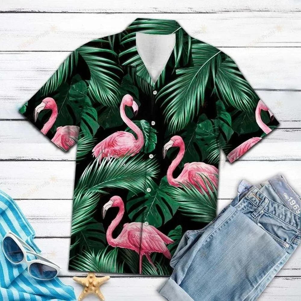 Flamingos Green Best Design Hawaiian Shirt For Men Women