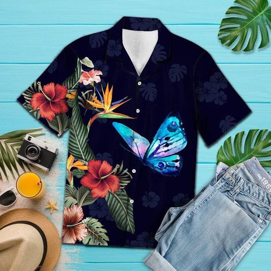 Flower Butterfly Hawaiian Shirt For Men Women