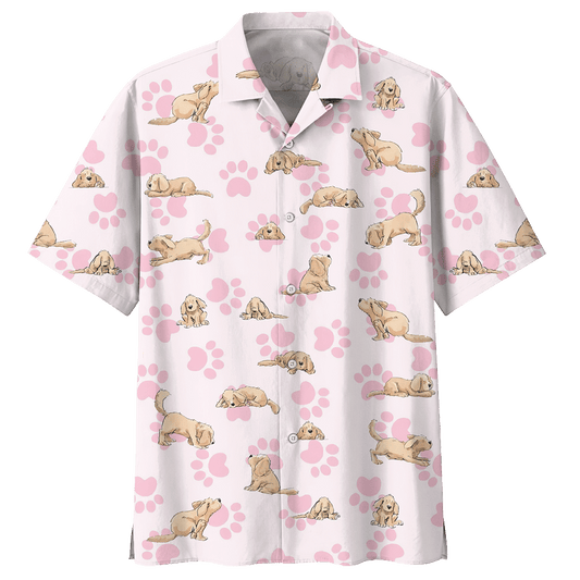 Golden Retriever Dog Paw Hawaiian Shirt For Men Women