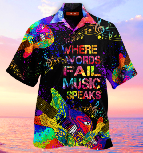 Guitar Where Music Speaks Hawaiian Shirt For Men Women