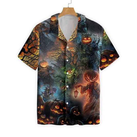 Halloween Angry Evil Pumkin Hawaiian Aloha Shirt For Men Women