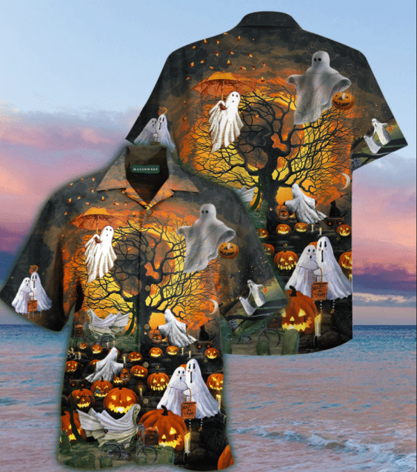 Halloween Ghouls Pumpkins Hawaiian Shirt For Men Women