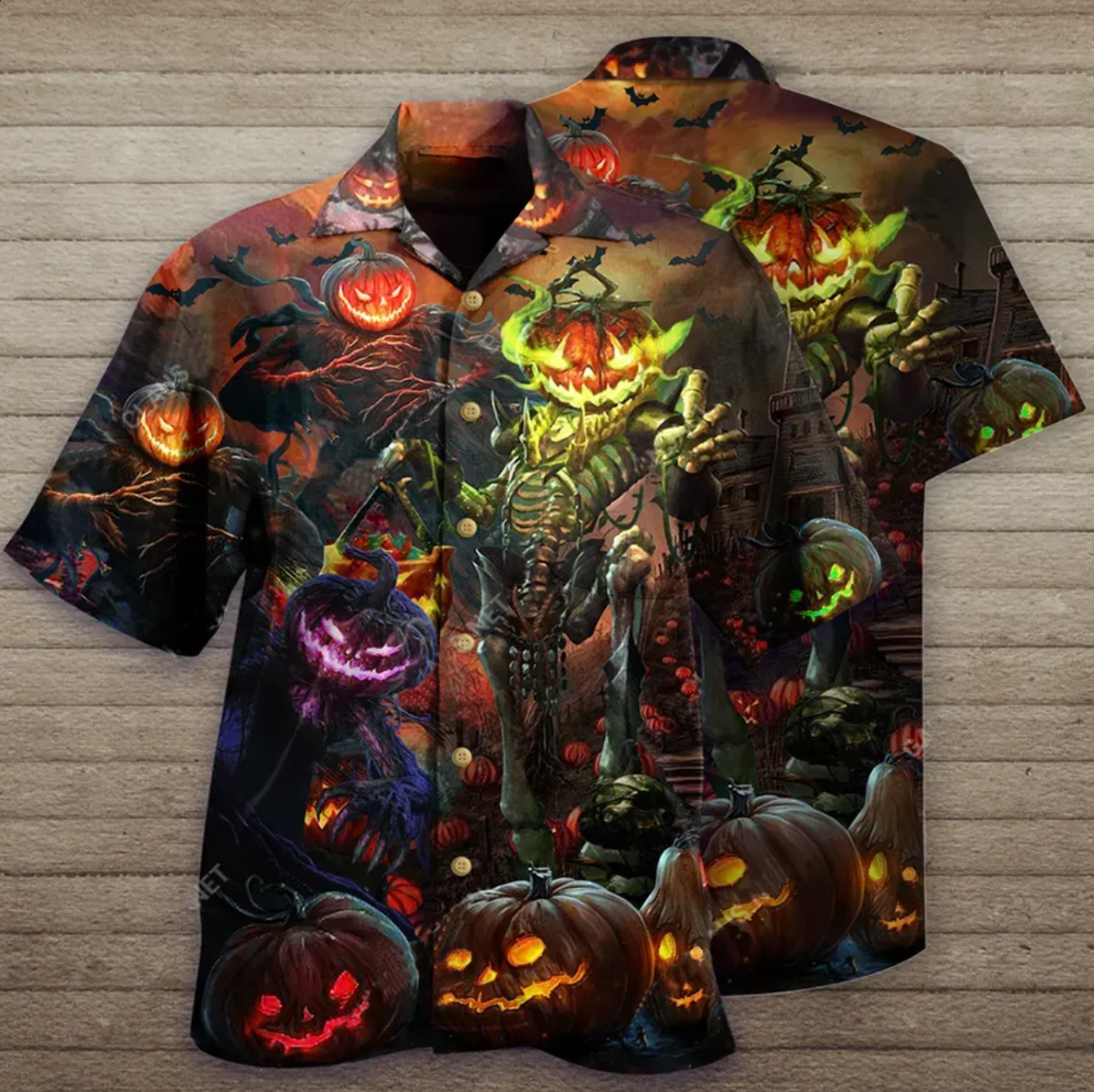 Halloween Scary Evil Pumkins Skeleton Grim Reaper Hawaiian Aloha Shirt For Men Women