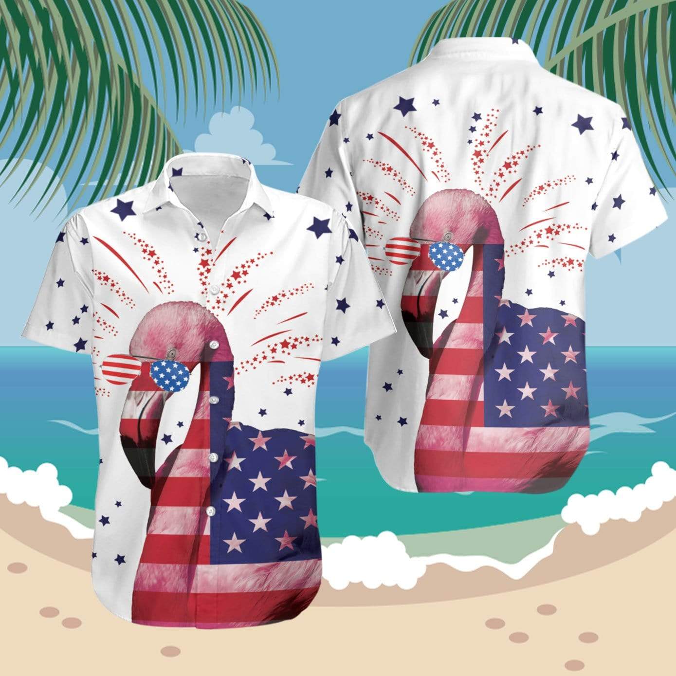 Hawaiian Aloha Shirt 4th Of July Flamingo For Men Women