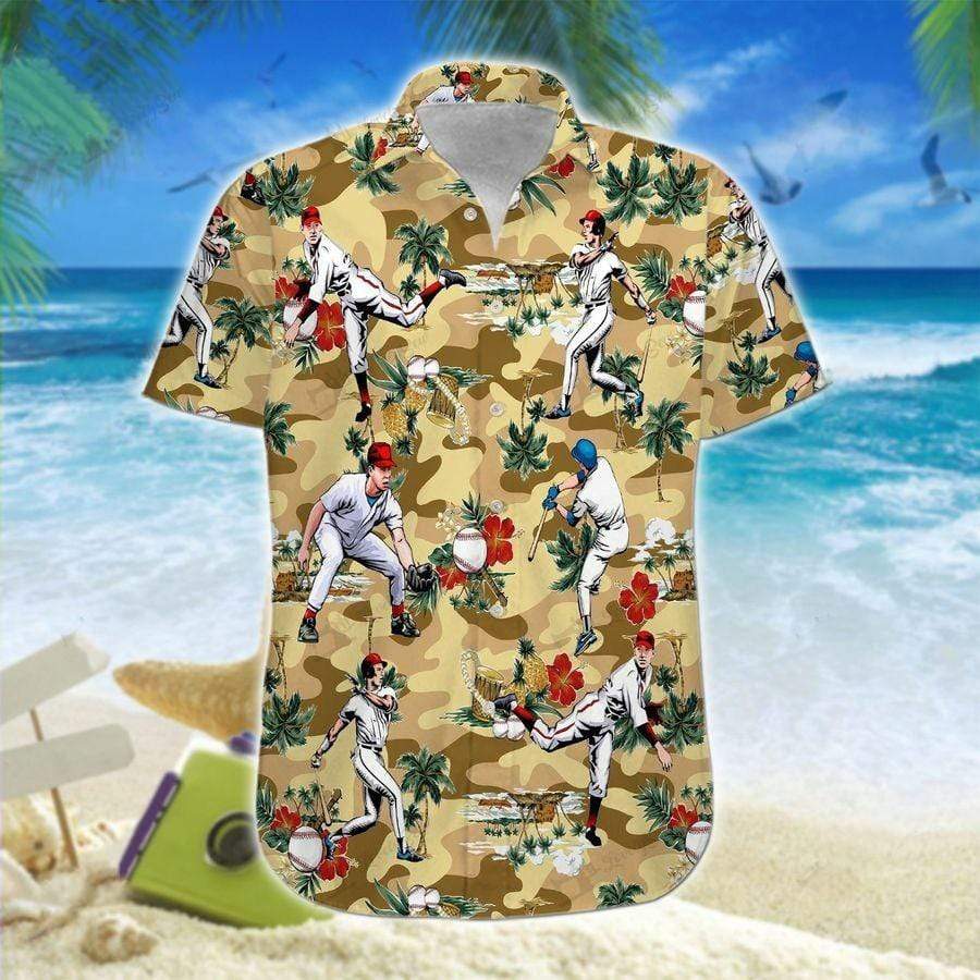 Hawaiian Aloha Shirt Baseball Players Colorful For Men Women