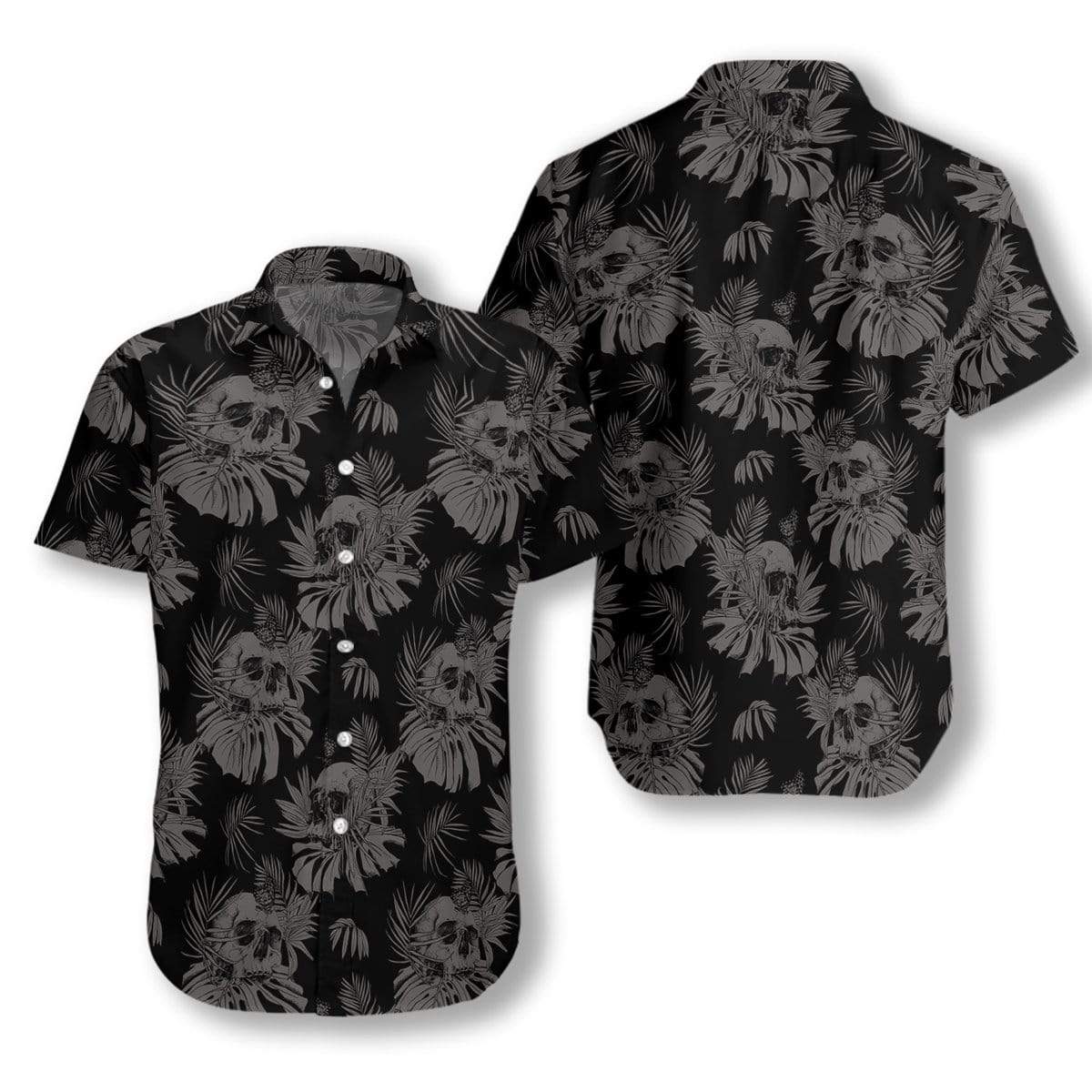 Hawaiian Aloha Shirt Gothic Skull With Butterfly Go For Men Women