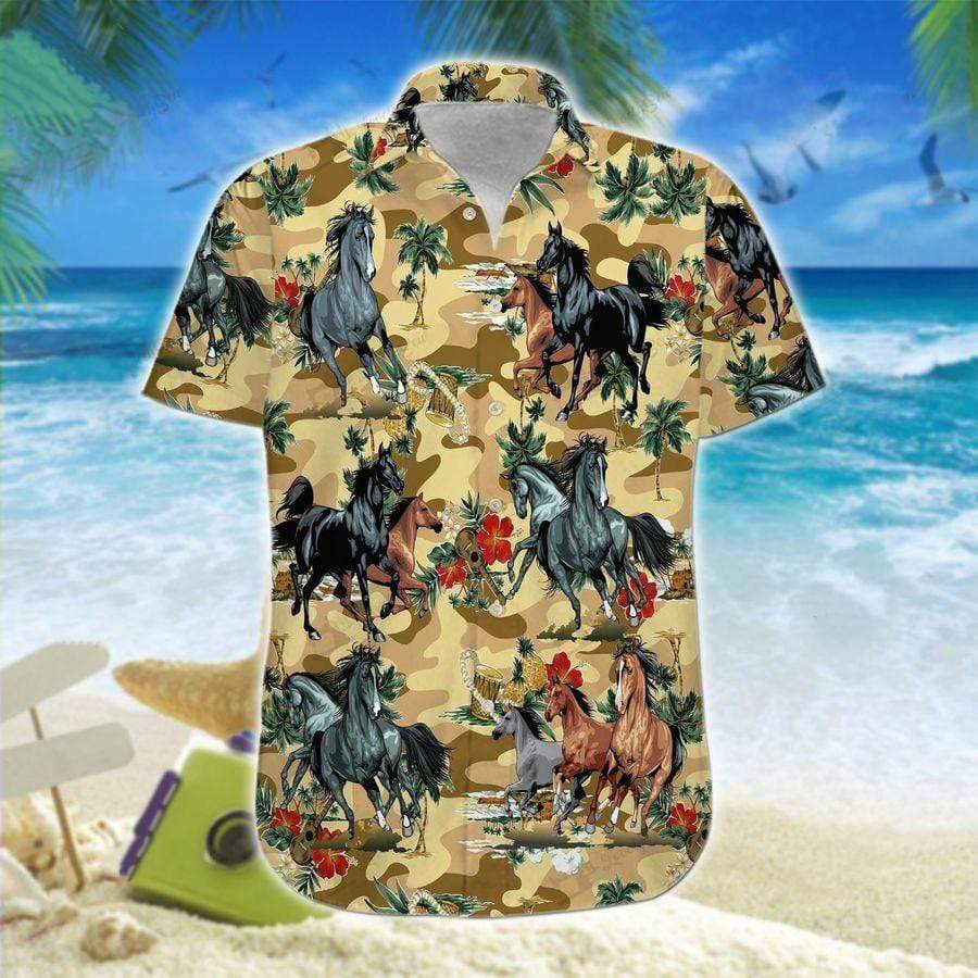 Hawaiian Aloha Shirt Horse Colorful For Men Women