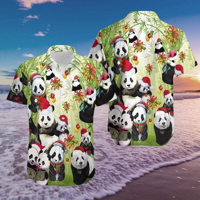 Hawaiian Aloha Shirt Panda Claus Christmas For Men Women