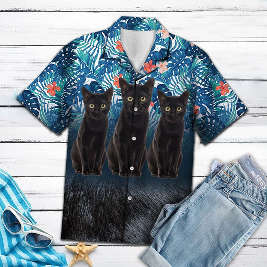 Hawaiian Shirt 3d Black Cat For Men Women