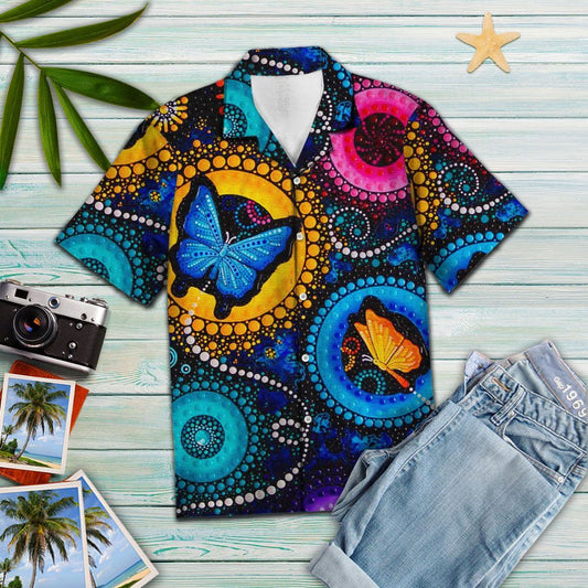 Hawaiian Shirt Butterfly Colorful Circle For Women Men