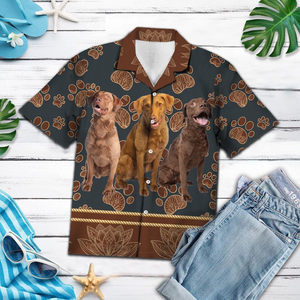 Hawaiian Shirt Chesapeake Bay Retriever Flower Paw For Men Women