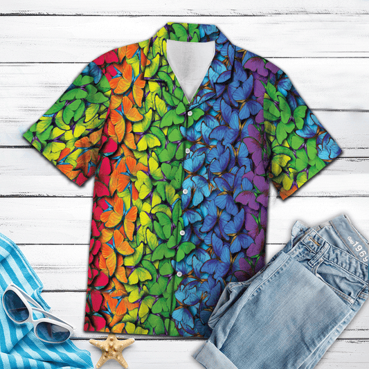 Hawaiian Shirt Colorful Rainbow Butterfly For Men Women