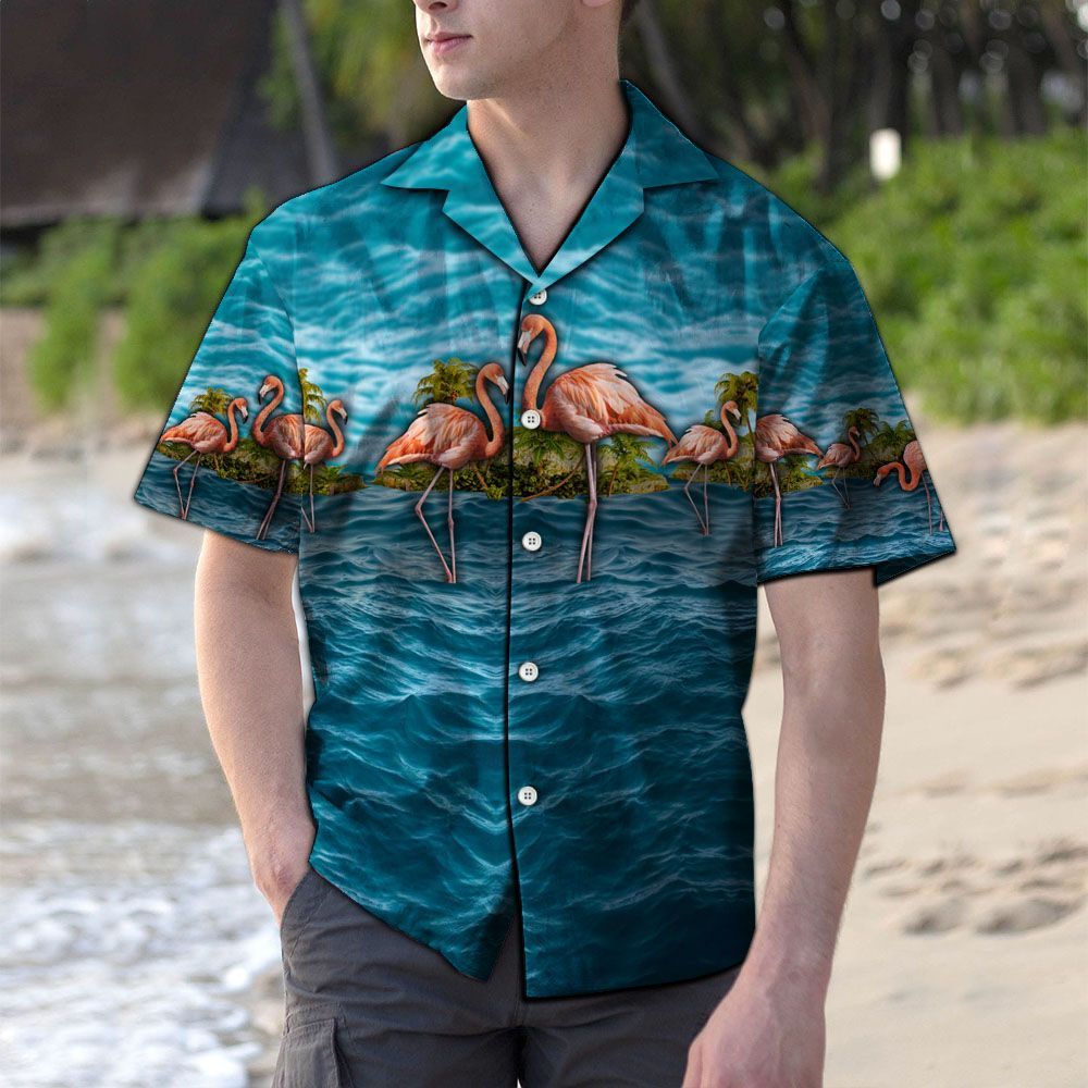 Hawaiian Shirt Flamingo Blue Ocean For Men Women