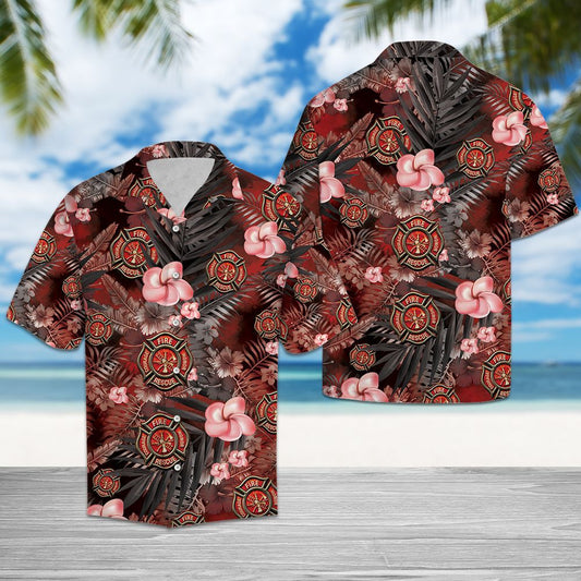 Hawaiian Shirt Floral Firefighter For Men Women