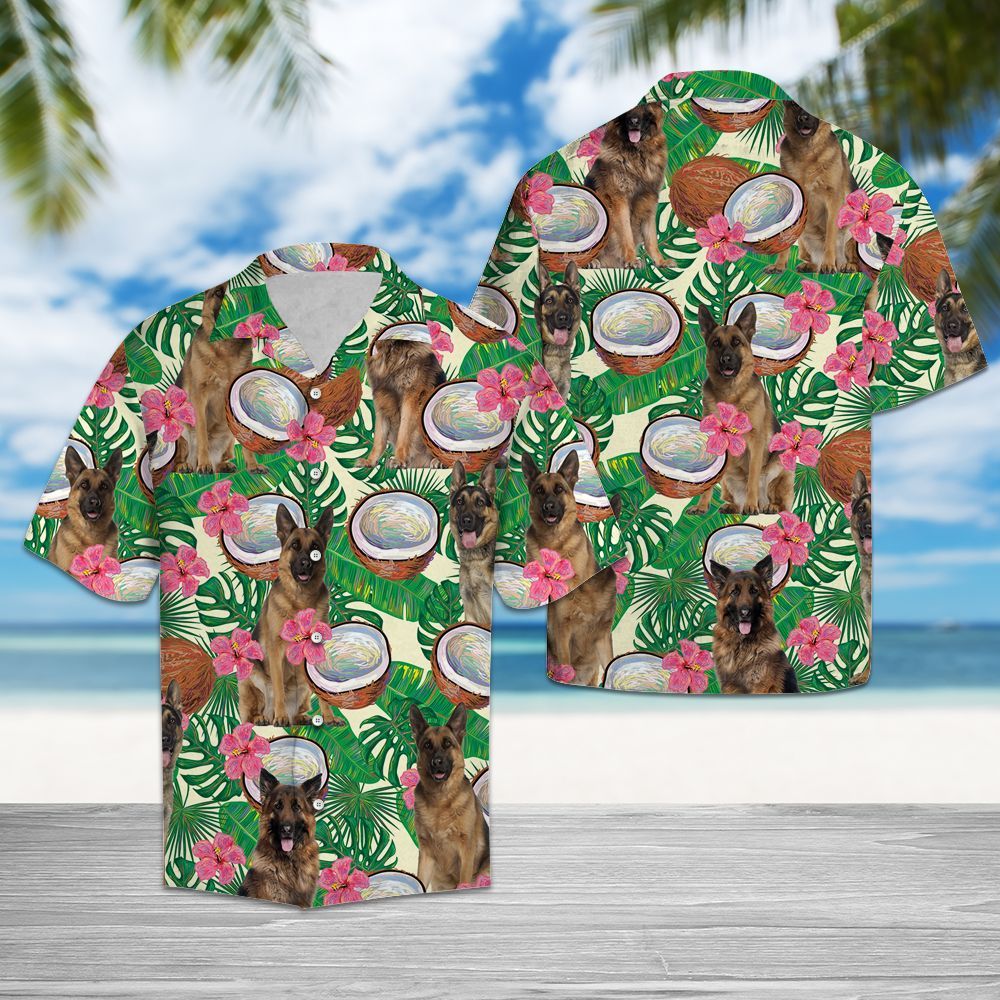 Hawaiian Shirt German Shepherd Tropical Coconut For Men Women