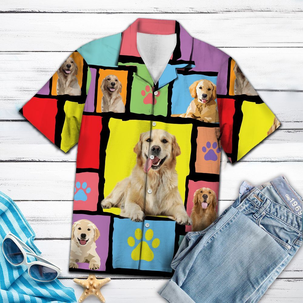 Hawaiian Shirt Golden Retriever Colorful Pieces For Men Women