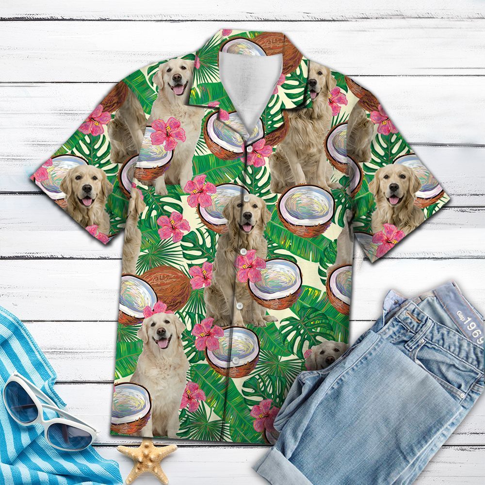 Hawaiian Shirt Golden Retriever Tropical Coconut For Men Women