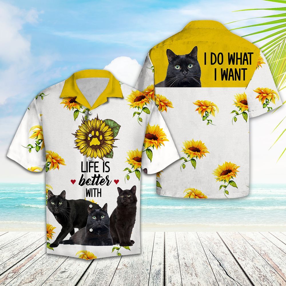 Hawaiian Shirt Life Is Better With Black Cat For Men Women