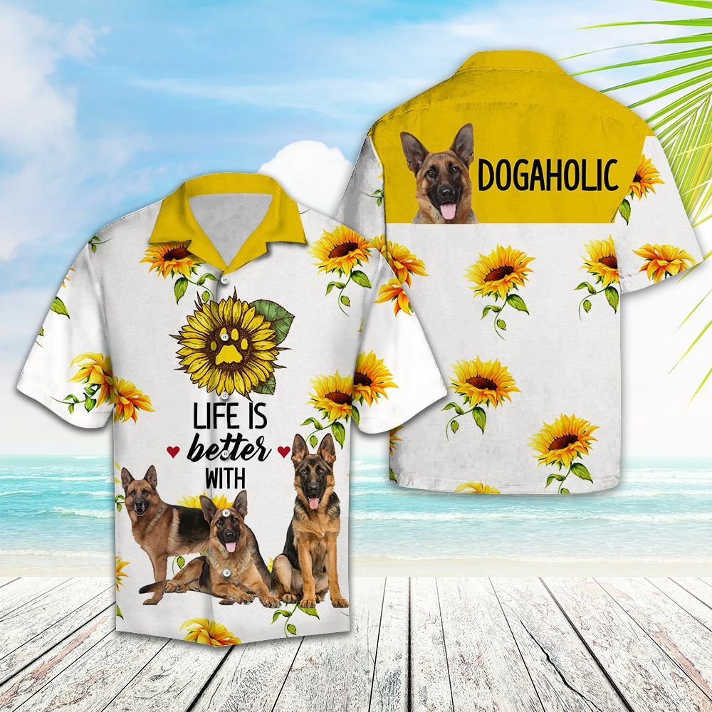 Hawaiian Shirt Life Is Better With German Shepherd For Men Women