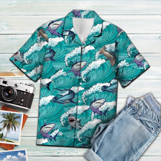 Hawaiian Shirt Shark Sea Waves For Men Women