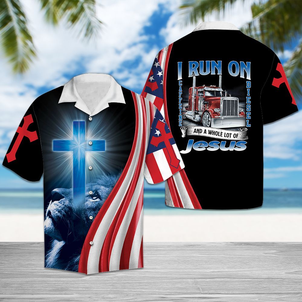 Hawaiian Shirt Trucker Runs On Caffeine Diesel God For Men Women