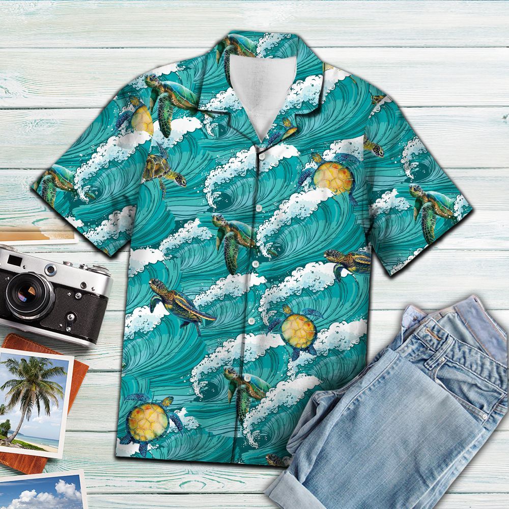 Hawaiian Shirt Turtle Sea Waves For Men Women