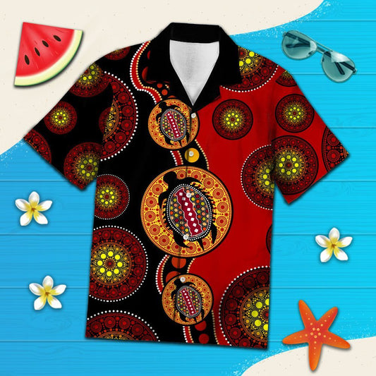 Hawaiian Shirt Turtle Turquoise Circles Pattern For Women Men