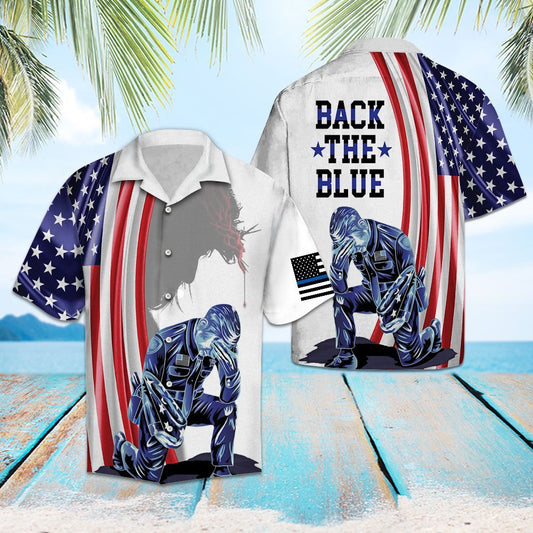 Hawaiian Shirt Us Police Officer Back The Blue For Men Women