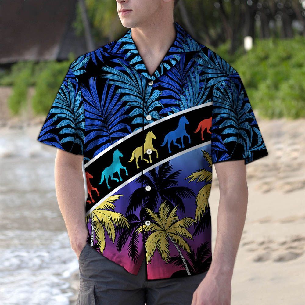 Hawaiian Shirt Vacation Tropical Coconut Palm Horse For Men Women