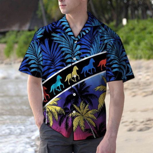 Hawaiian Shirt Vacation Tropical Coconut Palm Horse For Men Women