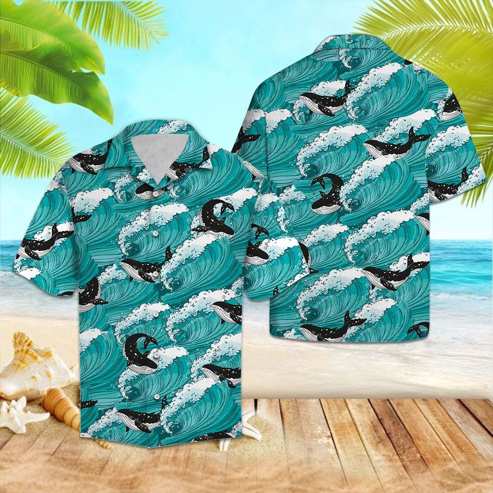 Hawaiian Shirt Whale Sea Waves For Men Women