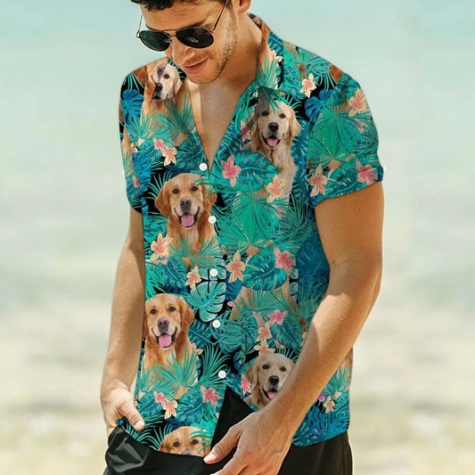 Hawaiian Shirt Women Men Golden Retriever Tropical