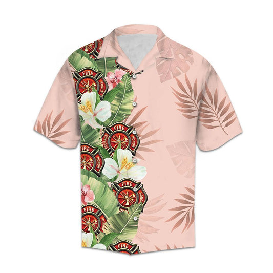 Hawaiian Shirt Women Men Tropical Firefighter